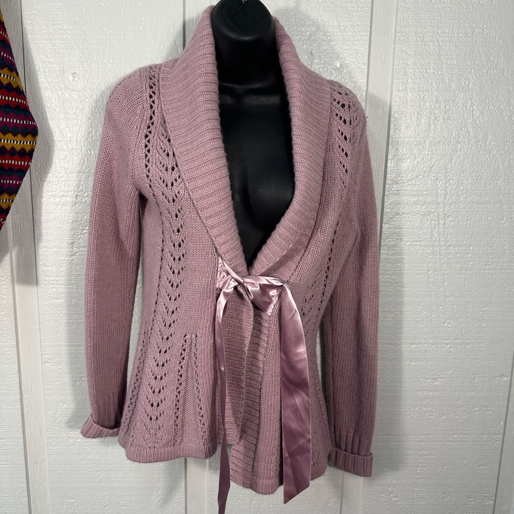 A.Giannetti Purple Tie Front Cadigan Size Small EUC